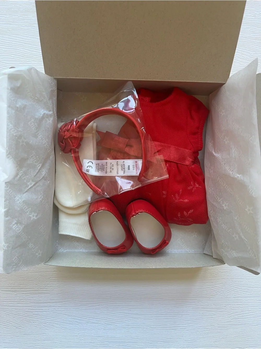 American Girl NIB Bitty Baby Red Party Dress Twinkle Party Outfit